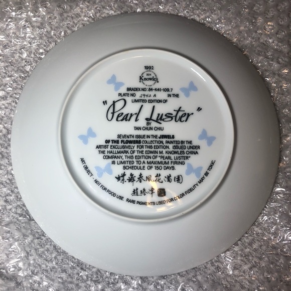 Jewels of the Flowers Complete Set 8 Porcelain w/ Platinum Rim by E. Knowles - Picture 12 of 17